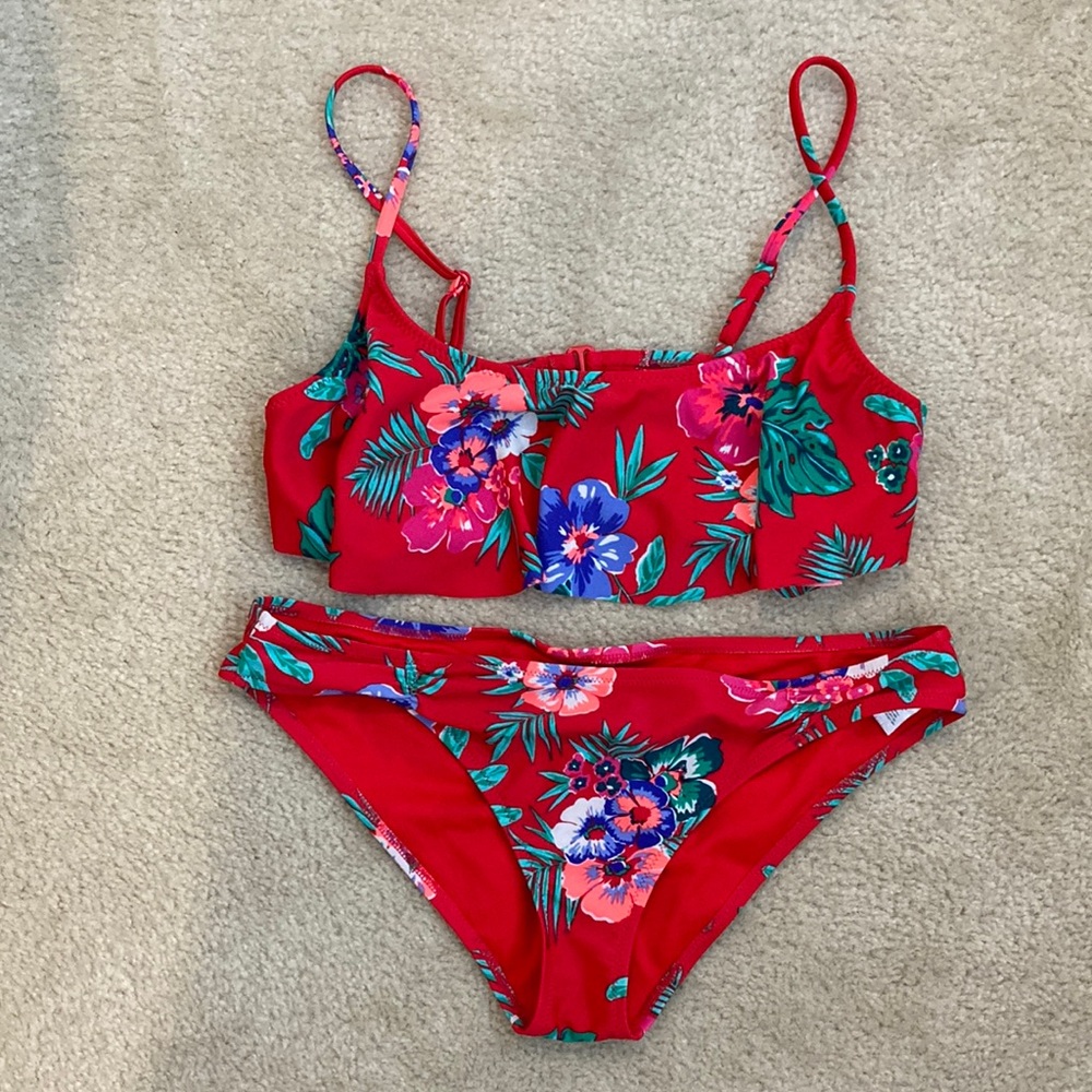 Old Navy Tropical Red Floral Bikini